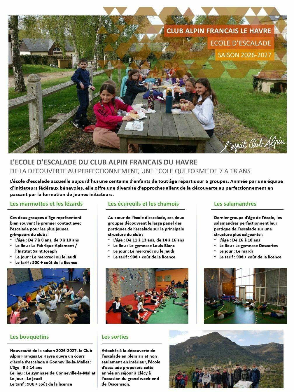 Ecole d'escalade 2026-27