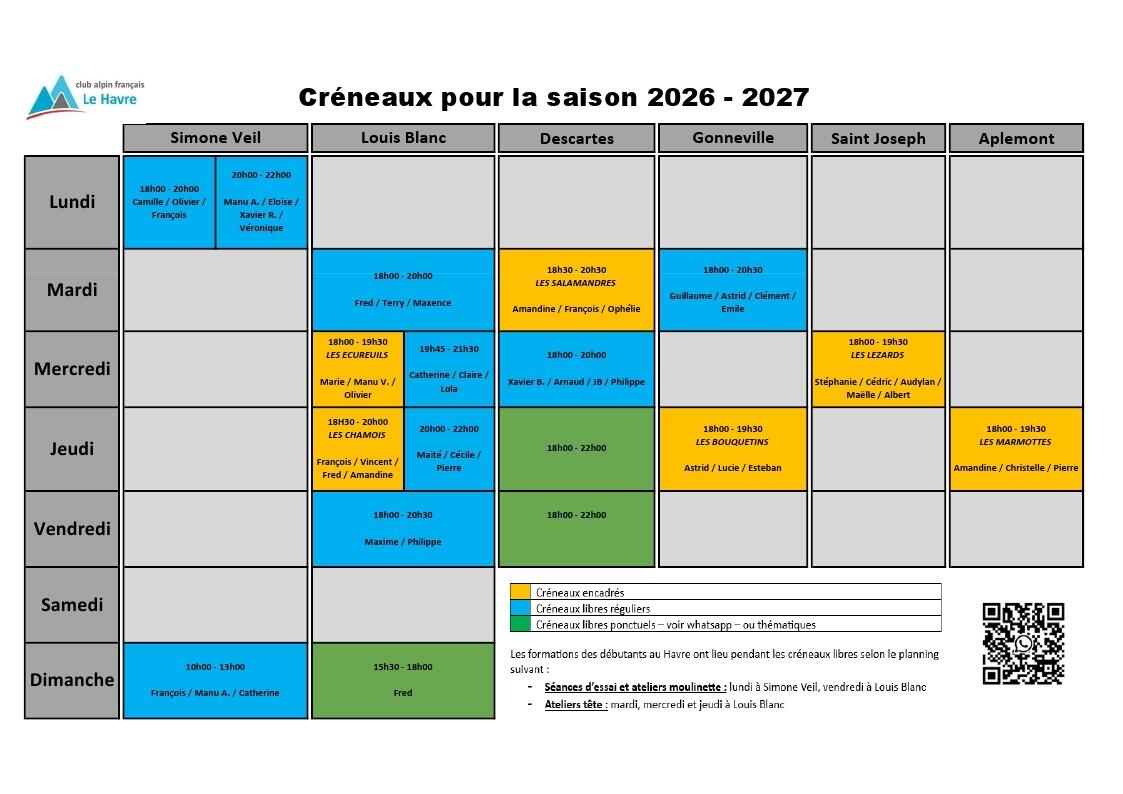 Planning d'accès aux SAE - 2026-27